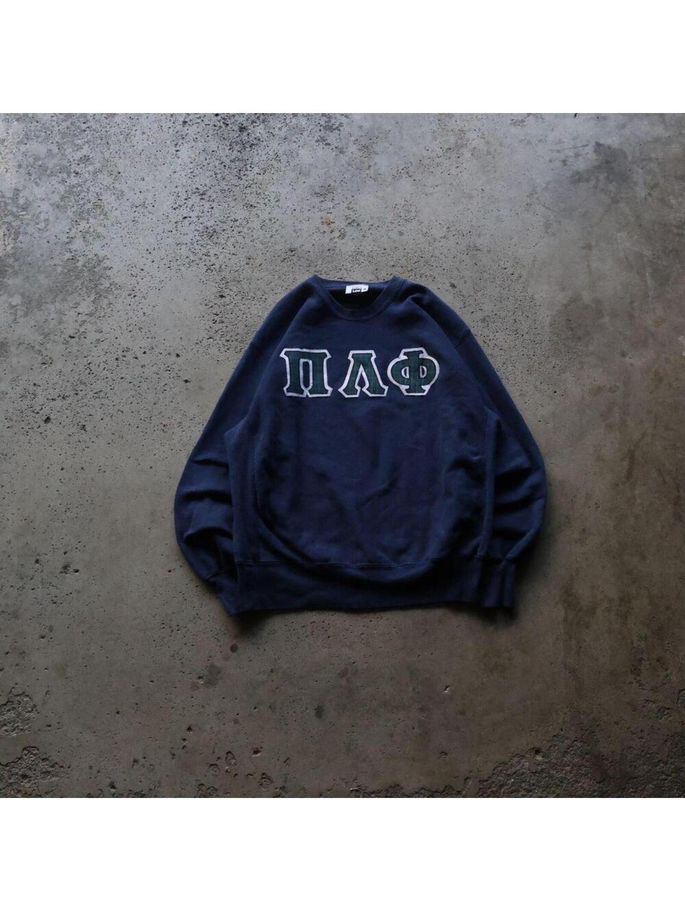 Lee Navy Blue Crewneck Sweatshirt Mens Greek‎ Fraternity Letters Pullover XL